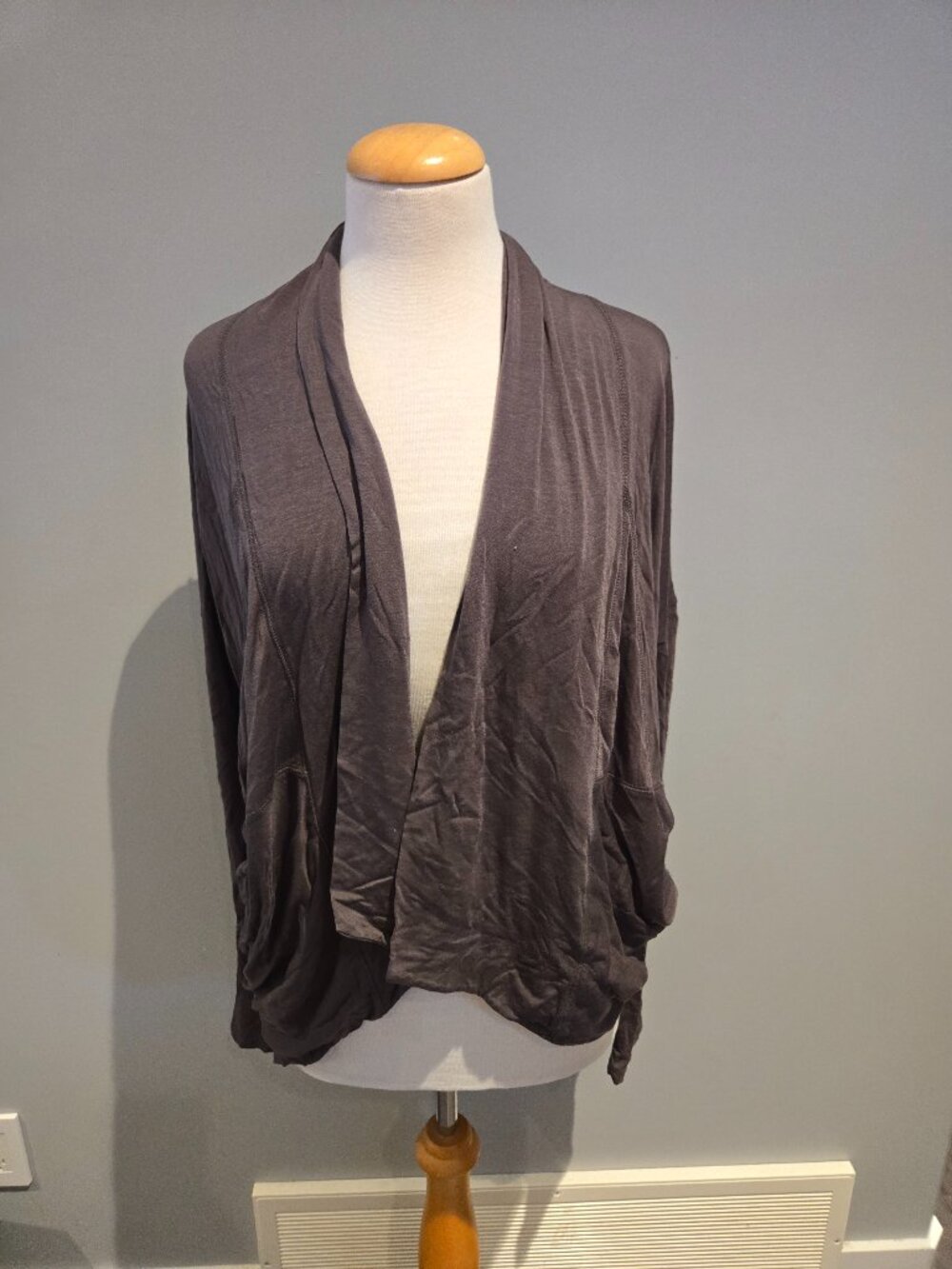 Wilfred Free Aritzea Open Front Drape Cardigan | Size XS | Dark Charcoal